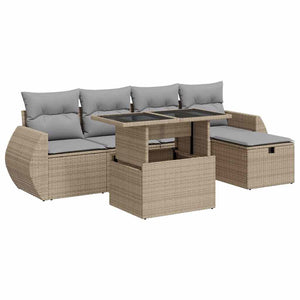 Set Divano da Giardino 6 pz con Cuscini Beige in Polyrattan 3327889