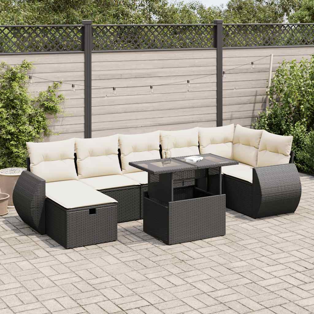 Set Divani da Giardino con Cuscini 8 pz Nero in Polyrattan 3327906