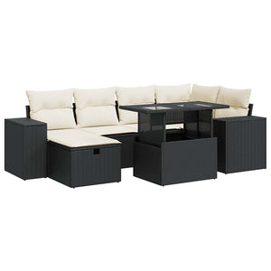 Set Divani da Giardino con Cuscini 8 pz Nero in Polyrattan 3327936