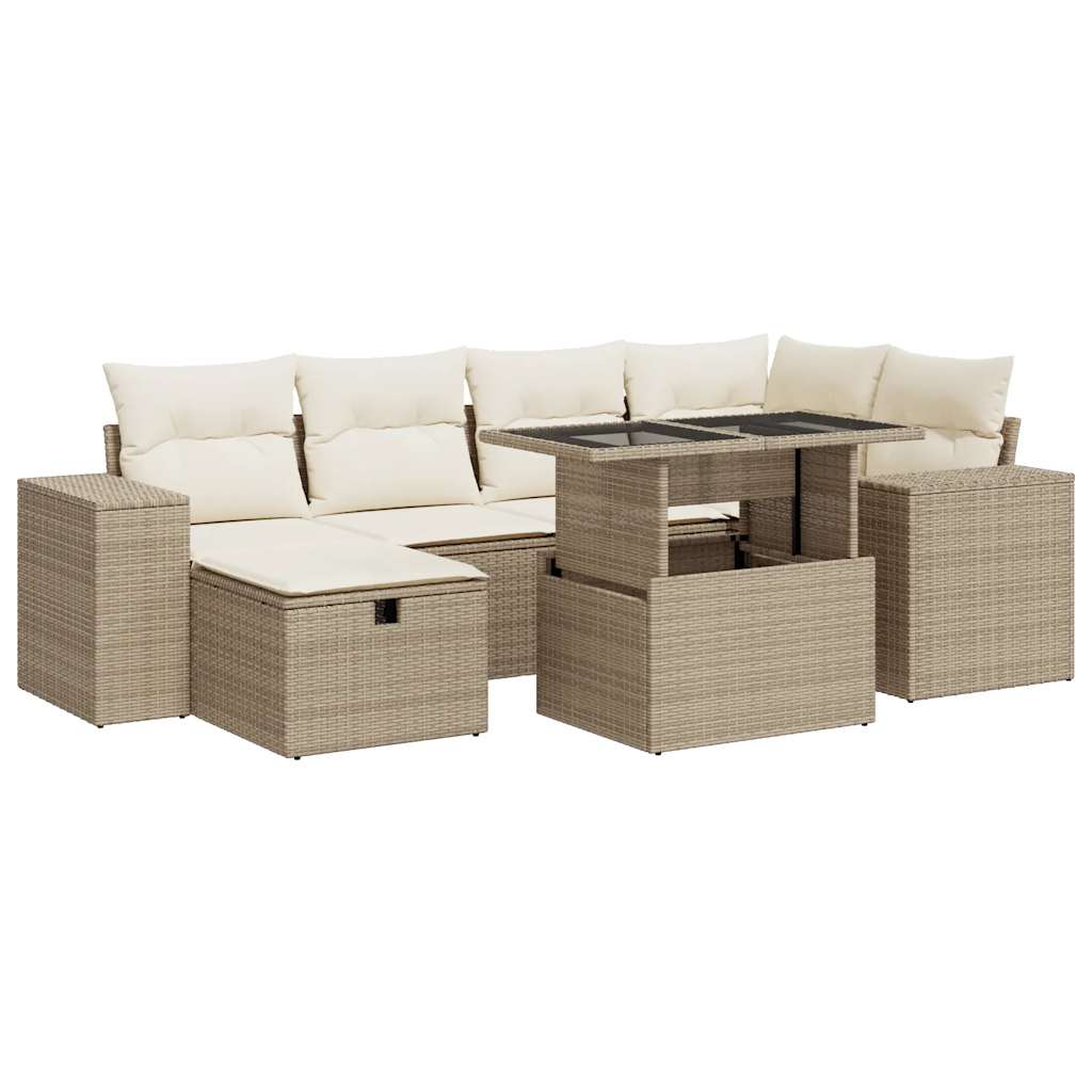 Set Divano da Giardino 8 pz con Cuscini Beige in Polyrattan 3327938