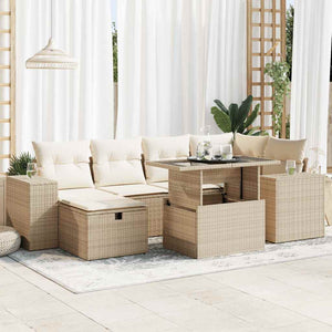 Set Divano da Giardino 8 pz con Cuscini Beige in Polyrattan 3327938