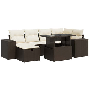 Set Divani da Giardino 8 pz con Cuscini Marrone in Polyrattan 3327943