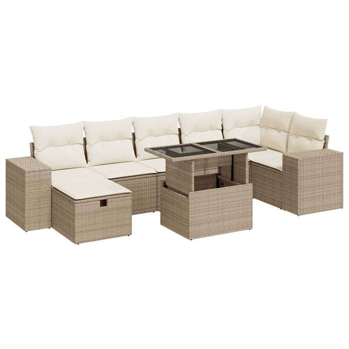 Set Divano da Giardino 5 pz con Cuscini Beige in Polyrattan 3327948