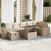 Set Divano da Giardino 5 pz con Cuscini Beige in Polyrattan 3327948