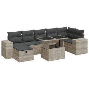 Set Divano da Giardino 5pz con Cuscini Grigio Chiaro Polyrattan 3327952