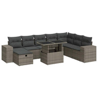 Set Divano da Giardino 9 pz con Cuscini Grigio in Polyrattan 3327960