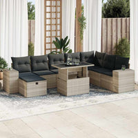 Set Divano da Giardino 9pz con Cuscini Grigio Chiaro Polyrattan 3327962