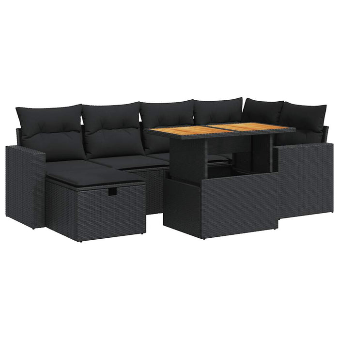 Set Divani da Giardino con Cuscini 8 pz Nero Polyrattan Acacia 3328000