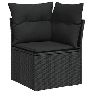 Set Divani da Giardino con Cuscini 8 pz Nero Polyrattan Acacia 3328000