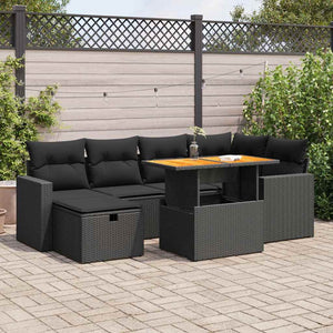 Set Divani da Giardino con Cuscini 8 pz Nero Polyrattan Acacia 3328000