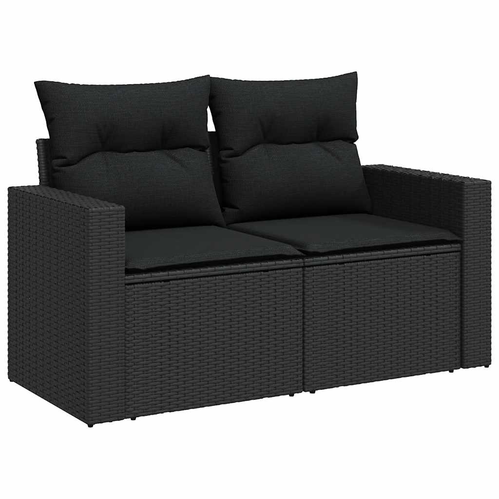 Set Divani da Giardino 5 pz con Cuscini Nero Polyrattan Acacia 3328007