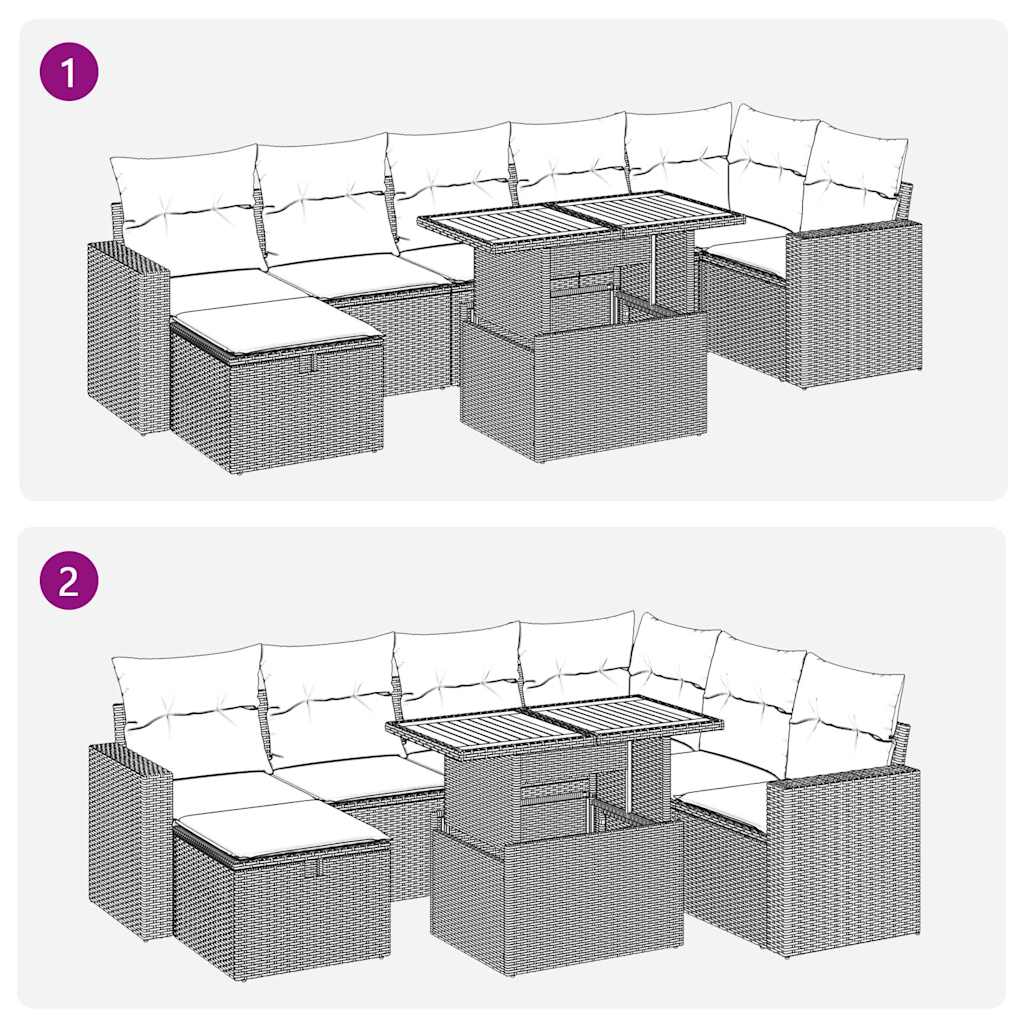 Set Divani da Giardino 5 pz con Cuscini Nero Polyrattan Acacia 3328007