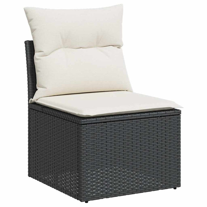 Set Divani da Giardino 5 pz con Cuscini Nero Polyrattan Acacia 3328008