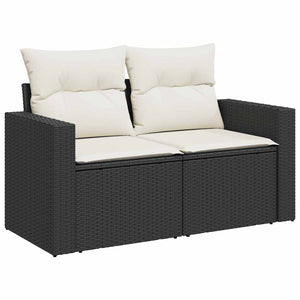 Set Divani da Giardino 5 pz con Cuscini Nero Polyrattan Acacia 3328008