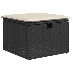 Set Divani da Giardino 5 pz con Cuscini Nero Polyrattan Acacia 3328008