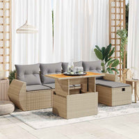 Set Divano da Giardino 6 pz con Cuscini Beige Polyrattan Acacia 3328053