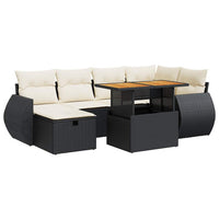 Set Divani da Giardino con Cuscini 8 pz Nero Polyrattan Acacia 3328057