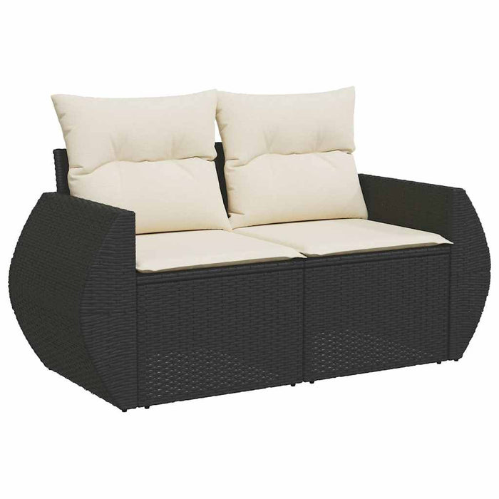 Set Divani da Giardino con Cuscini 8 pz Nero Polyrattan Acacia 3328057