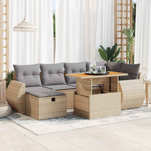 Set Divano da Giardino 8 pz con Cuscini Beige Polyrattan Acacia 3328060