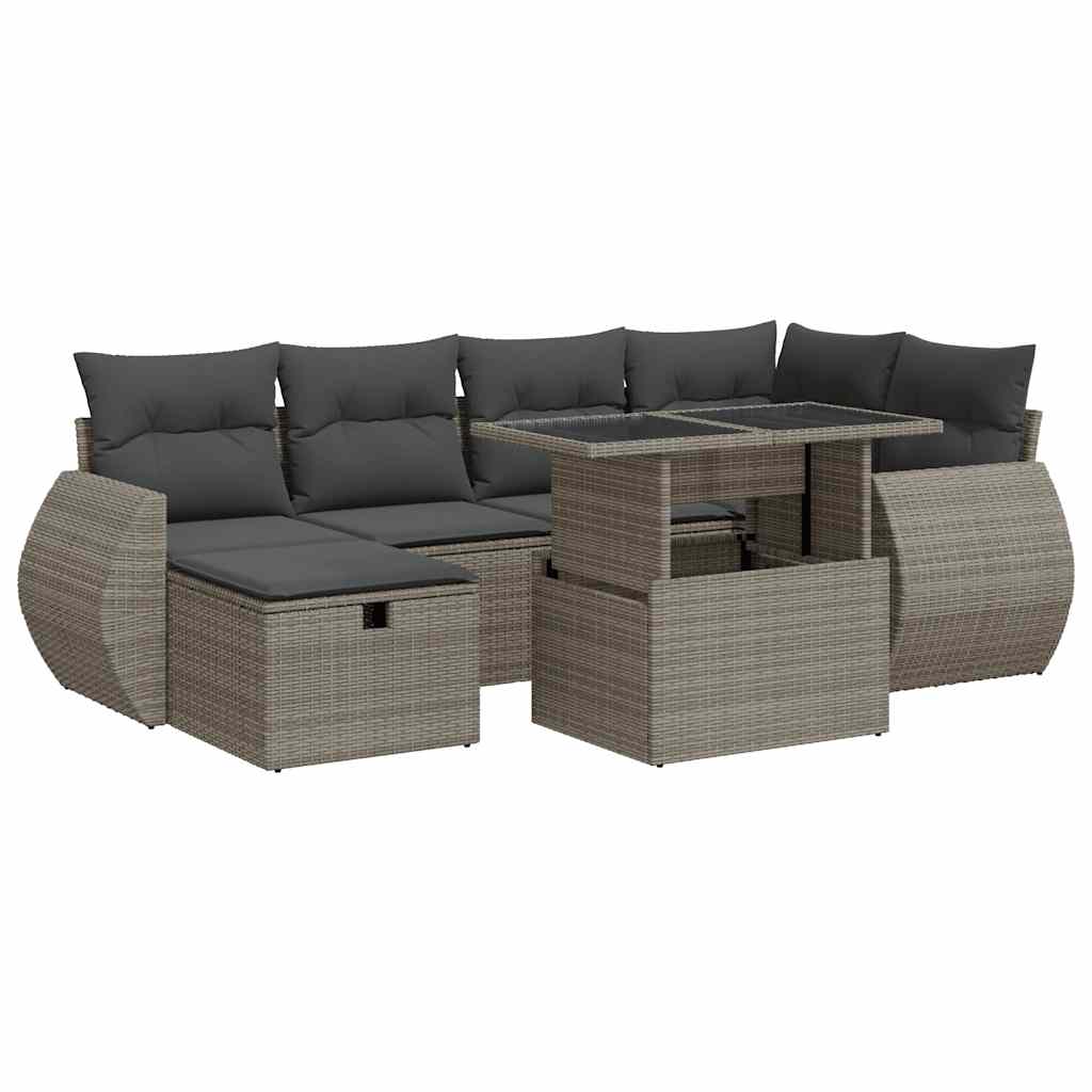 Set Divano da Giardino 8pz con Cuscini Grigio Polyrattan Acacia 3328061