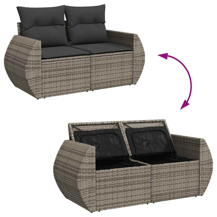 Set Divano da Giardino 8pz con Cuscini Grigio Polyrattan Acacia 3328061