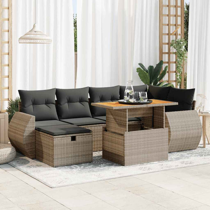 Set Divano da Giardino 8pz con Cuscini Grigio Polyrattan Acacia 3328061