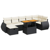 Set Divani da Giardino 5 pz con Cuscini Nero Polyrattan Acacia 3328064