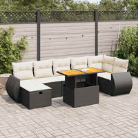 Set Divani da Giardino 5 pz con Cuscini Nero Polyrattan Acacia 3328064