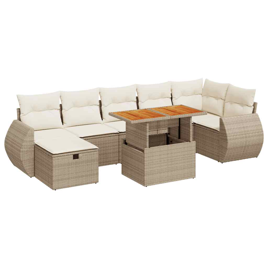 Set Divano da Giardino 5 pz con Cuscini Beige Polyrattan Acacia 3328066