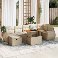 Set Divano da Giardino 5 pz con Cuscini Beige Polyrattan Acacia 3328066