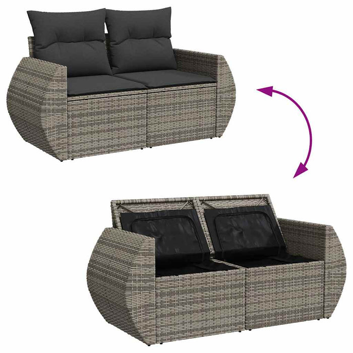 Set Divano Giardino 5 pz con Cuscini Grigio Polyrattan Acacia 3328068