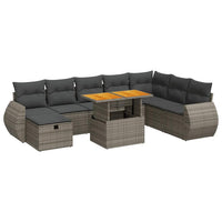 Set Divano da Giardino 9pz con Cuscini Grigio Polyrattan Acacia 3328075