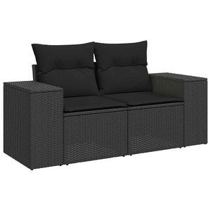 Set Divano da Giardino 6 pz con Cuscini Nero Polyrattan Acacia 3328077