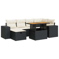 Set Divani da Giardino con Cuscini 8 pz Nero Polyrattan Acacia 3328085