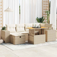 Set Divano da Giardino 8 pz con Cuscini Beige Polyrattan Acacia 3328087