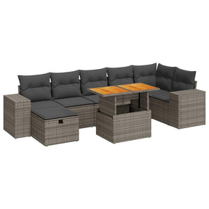 Set Divano Giardino 5 pz con Cuscini Grigio Polyrattan Acacia 3328096