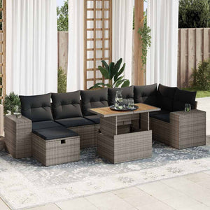 Set Divano Giardino 5 pz con Cuscini Grigio Polyrattan Acacia 3328096