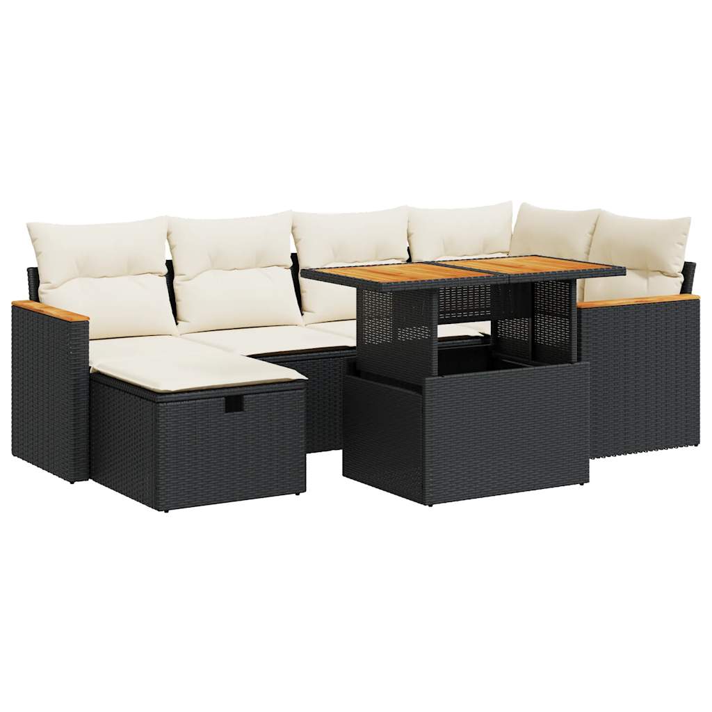 Set Divani da Giardino con Cuscini 8 pz Nero in Polyrattan 3328113