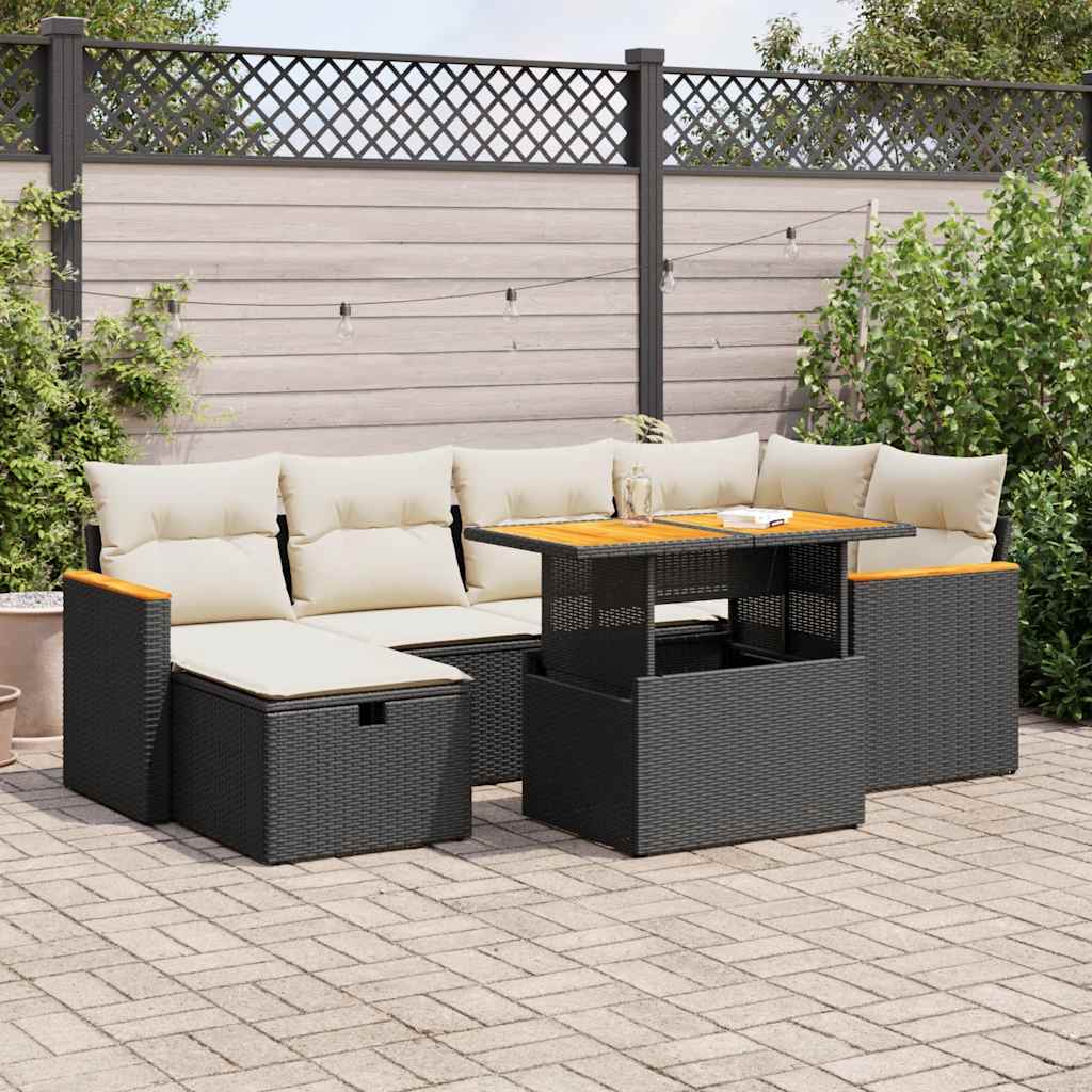 Set Divani da Giardino con Cuscini 8 pz Nero in Polyrattan 3328113