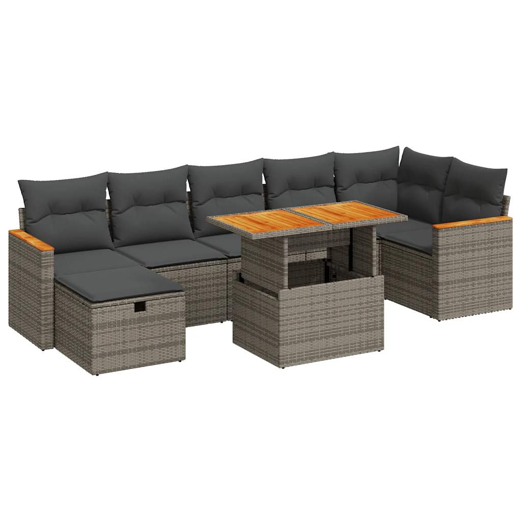 Set Divano da Giardino 5 pz con Cuscini Grigio in Polyrattan 3328124