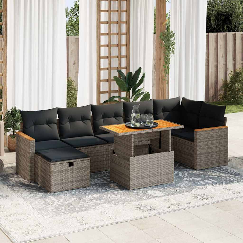 Set Divano da Giardino 5 pz con Cuscini Grigio in Polyrattan 3328124