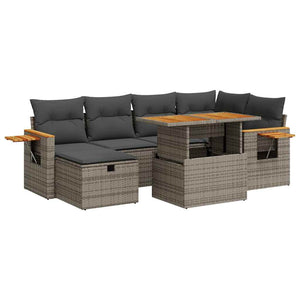 Set Divano da Giardino 8 pz con Cuscini Grigio in Polyrattan 3328138