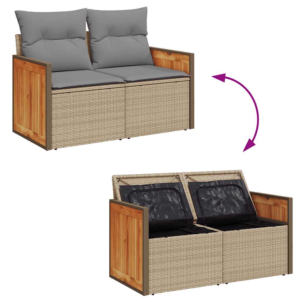 Set Divano da Giardino 8 pz con Cuscini Beige in Polyrattan 3328158