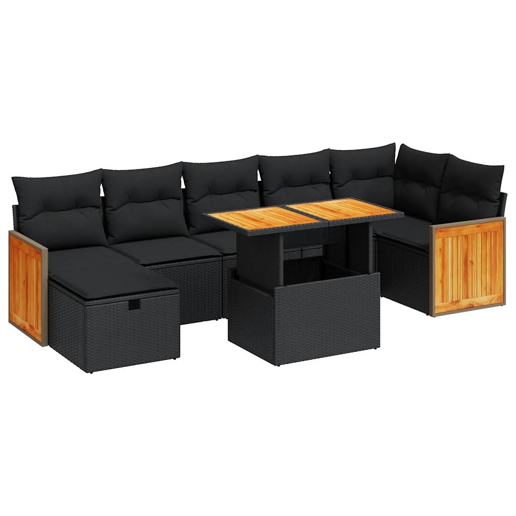 Set Divani da Giardino 5 pz con Cuscini in Polyrattan Nero 3328161