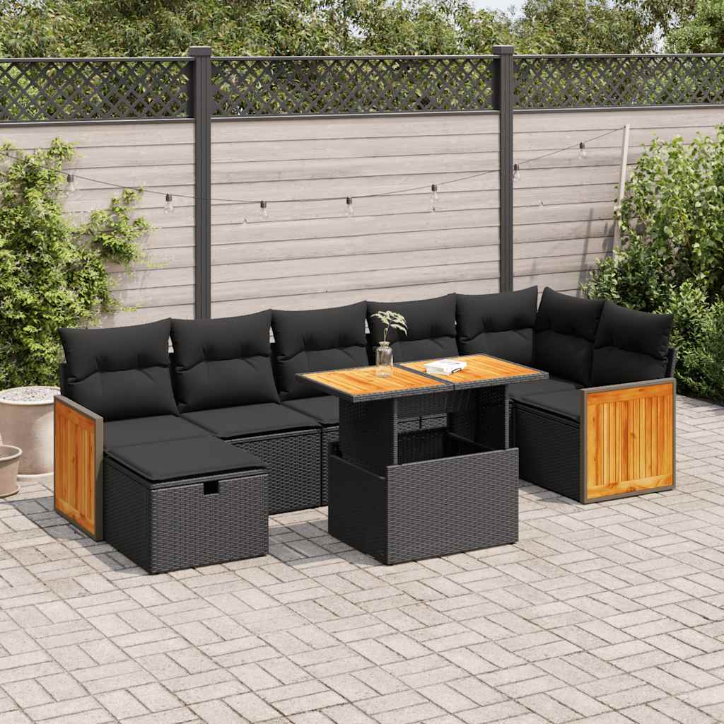 Set Divani da Giardino 5 pz con Cuscini in Polyrattan Nero 3328161