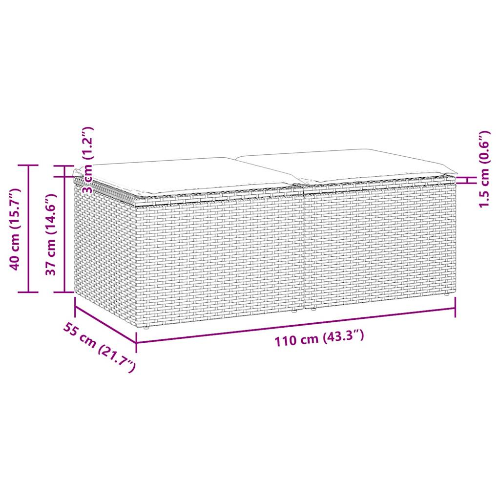 Divano Giardino 2pz con Cuscini Grigio Chiaro Polyrattan Acacia 3328665