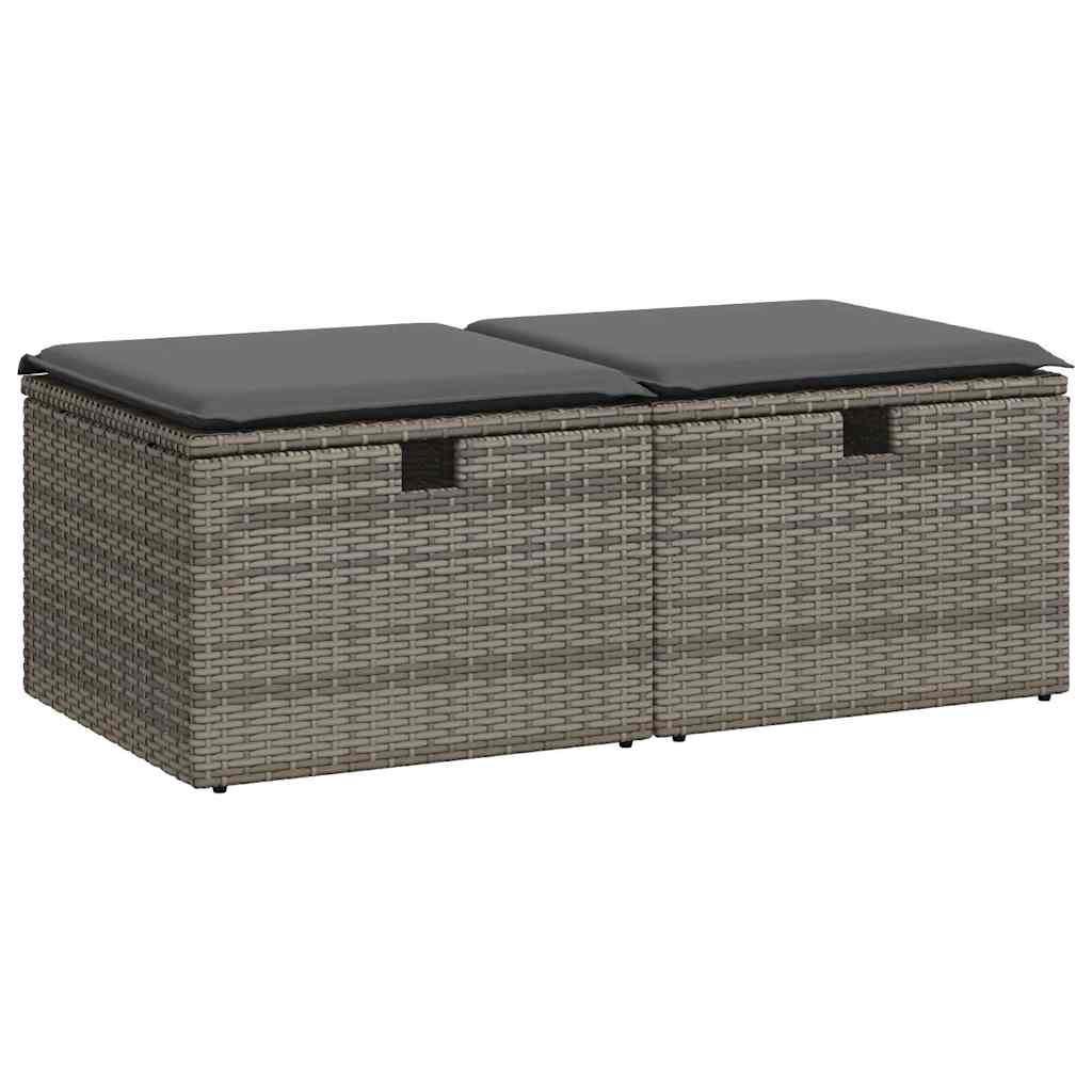 Set Divano Giardino 2 pz con Cuscini Grigio Polyrattan Acacia 3328673