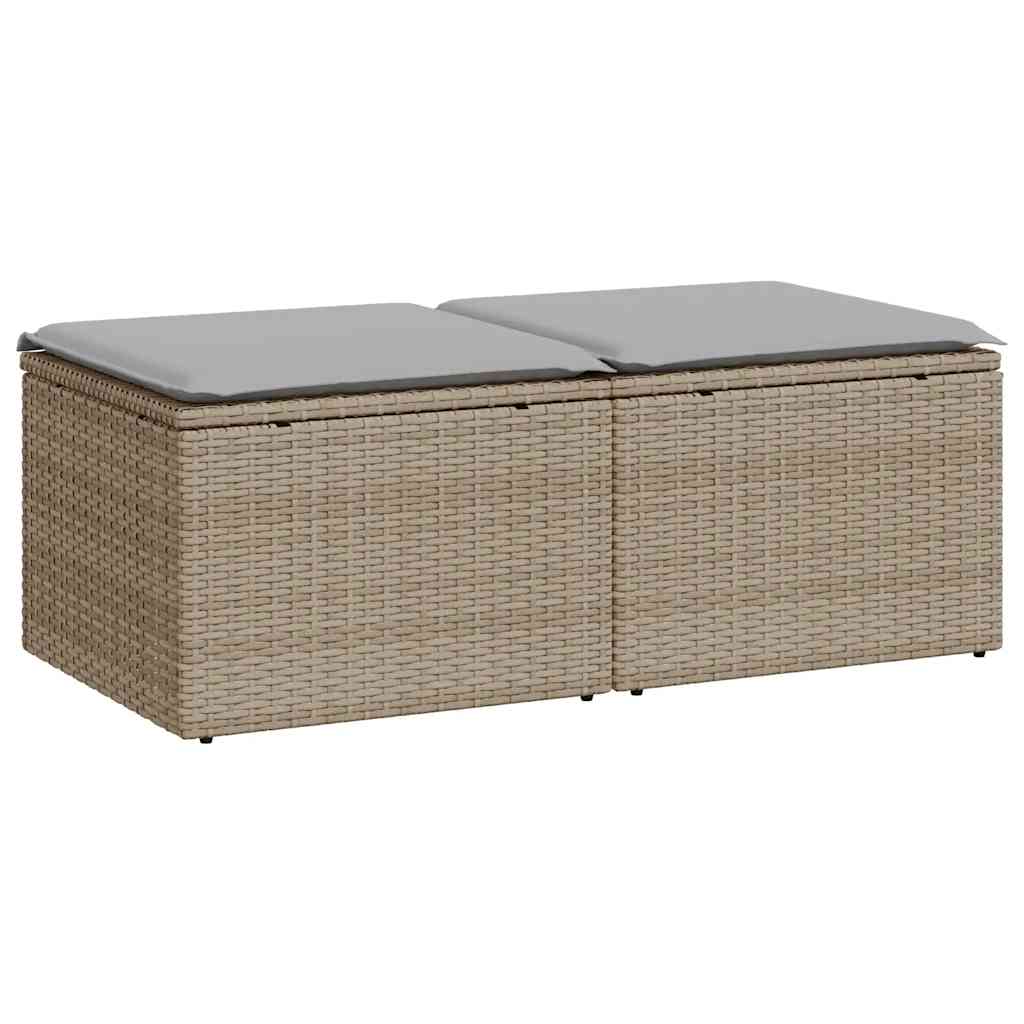 Set Divano da Giardino 2 pz con Cuscini Beige Polyrattan Acacia 3328682