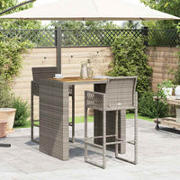 Set Bar da Giardino 3pz senza Cuscini Grigio Polyrattan Acacia 3328887