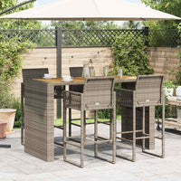 Set Bar da Giardino 5pz senza Cuscini Nero in Polyrattan Acacia 3328893